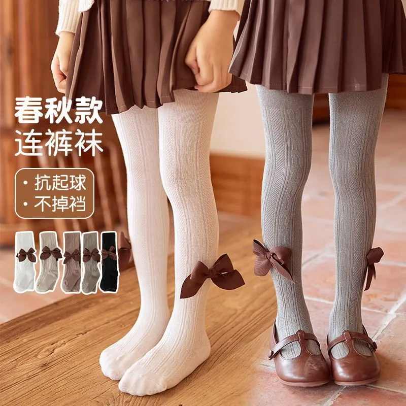 Children's pantyhose Fall 2024 new cotton bow leggings