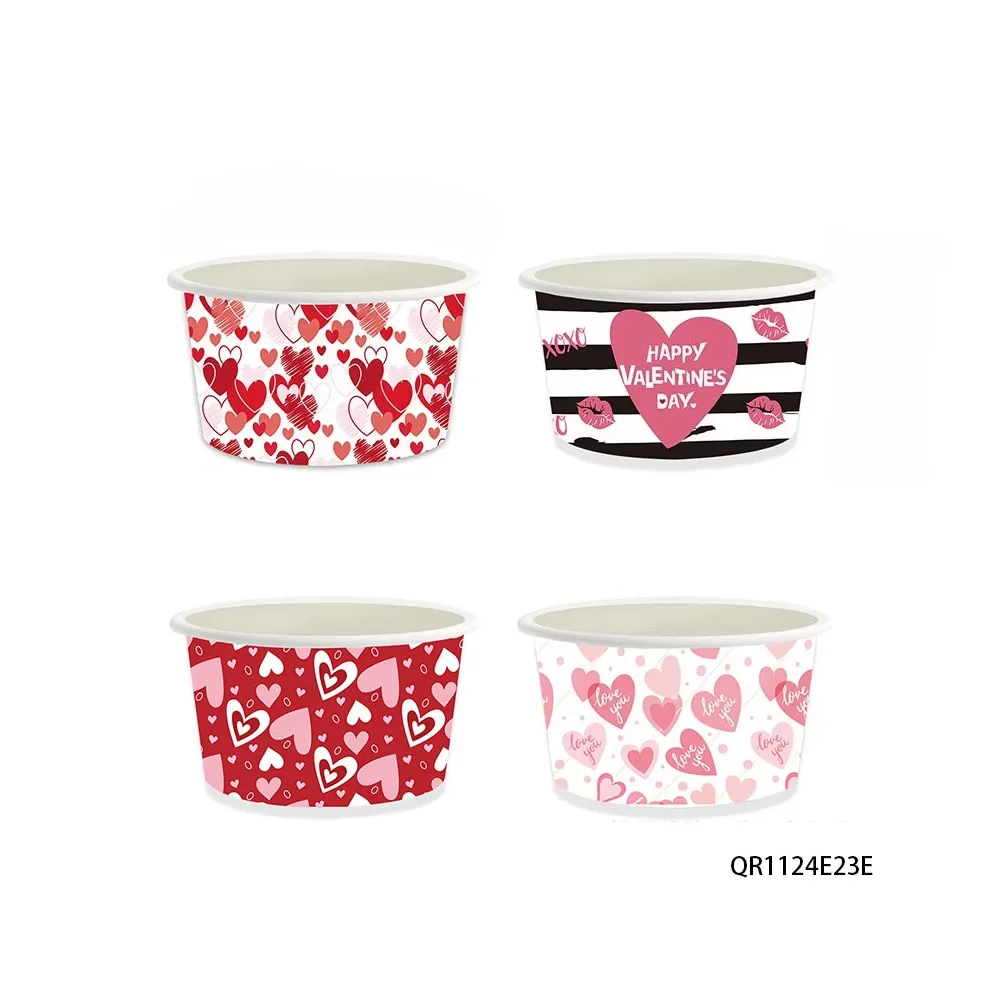 PESENAR  This set of Valentine s Day themed ice cream paper bowls with 4 love patterns adds to the romantic atmosphere