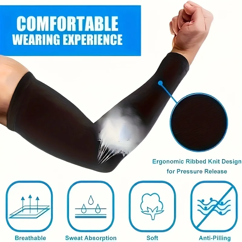 2/6pcs Ice Sleeves Summer Ice Silk UV Protection Sunscreen Sleeves Breathable Cycling Men and Women, Outdoor Sports Elastic Fit