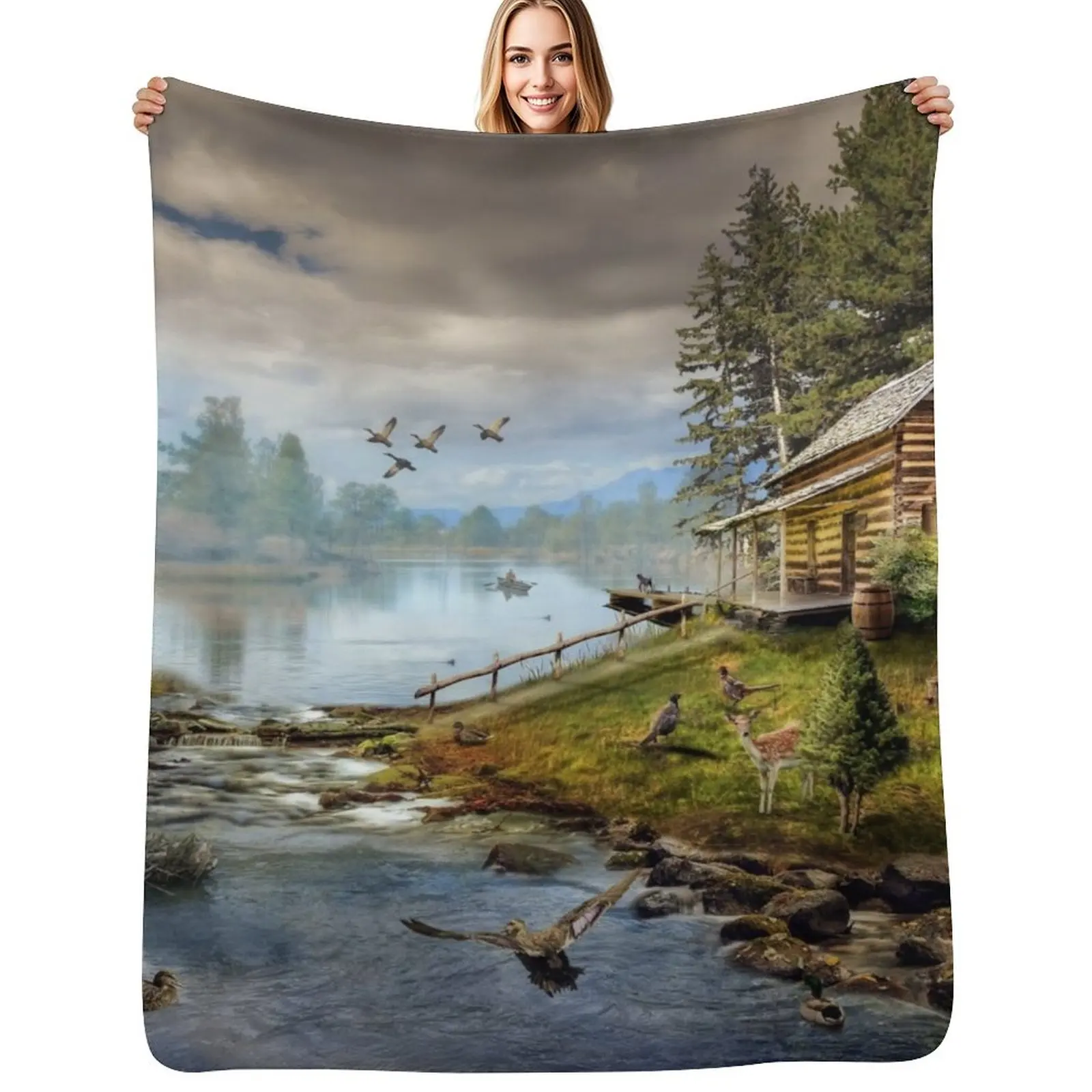 Wildlife Landscape Throw Blanket Stylish Couch Blanket for Home Living Room