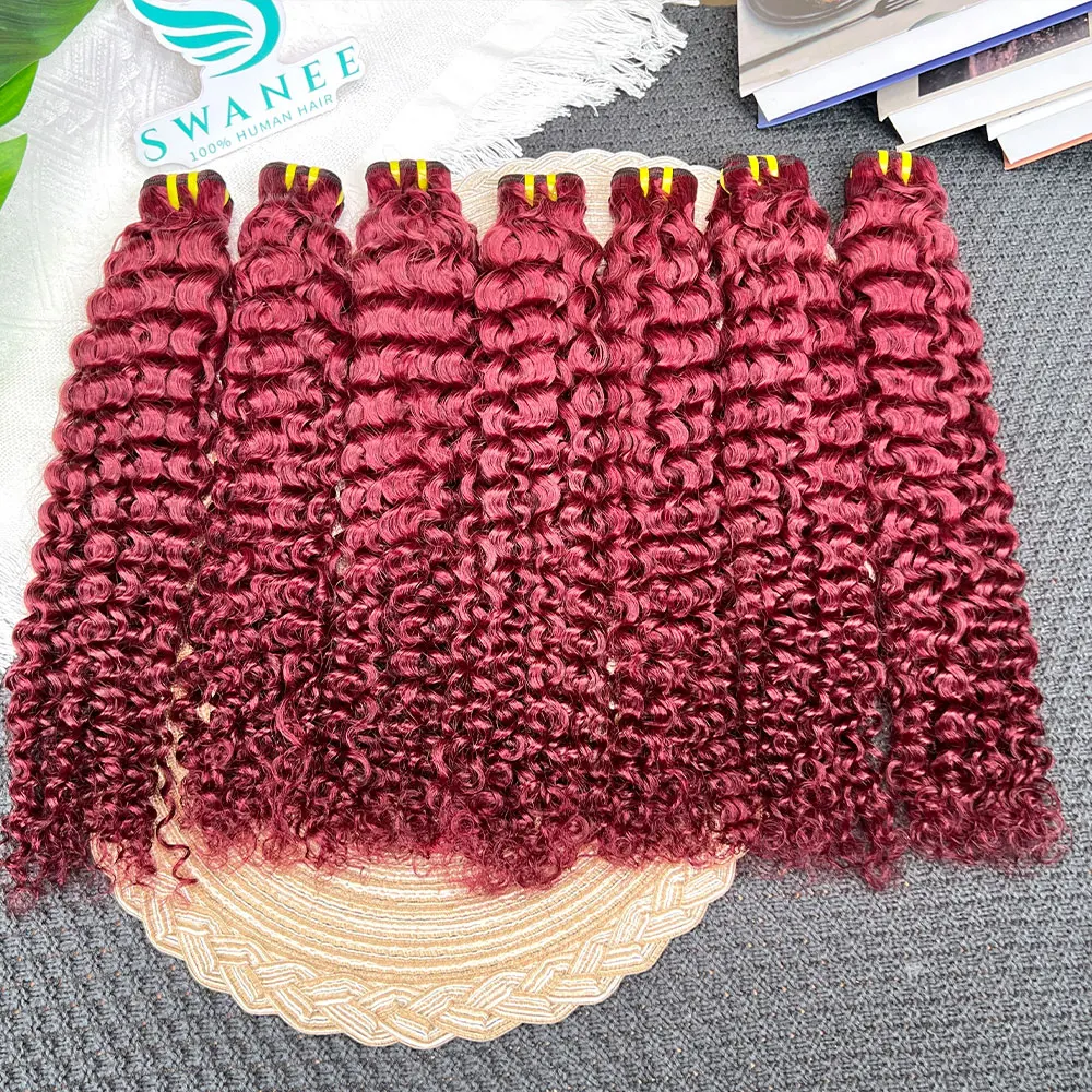 High Quality 99J Burgundy Deep Curly Bundles Hair Extension Virgin Vietnamese Human Hair Bundle