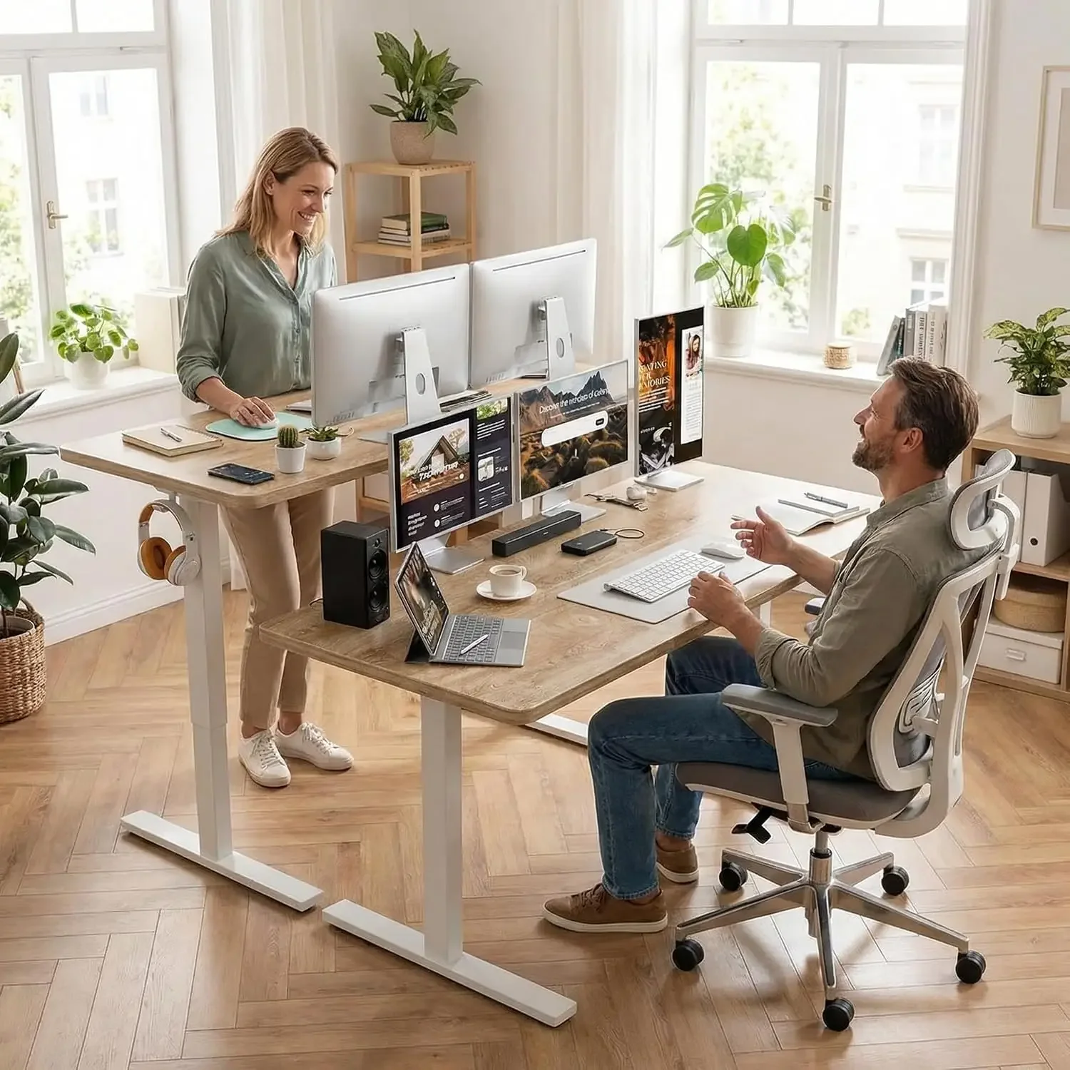 55x32 Extra-Deep Electric Standing Desk, Wide Desktop Fits 49