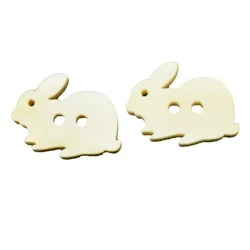 Wood Rabbit Sewing Buttons for Kids Clothes, Scrapbooking, Decorative Wooden Botones Crafts, Needlework DIY Accessories, 100Pcs