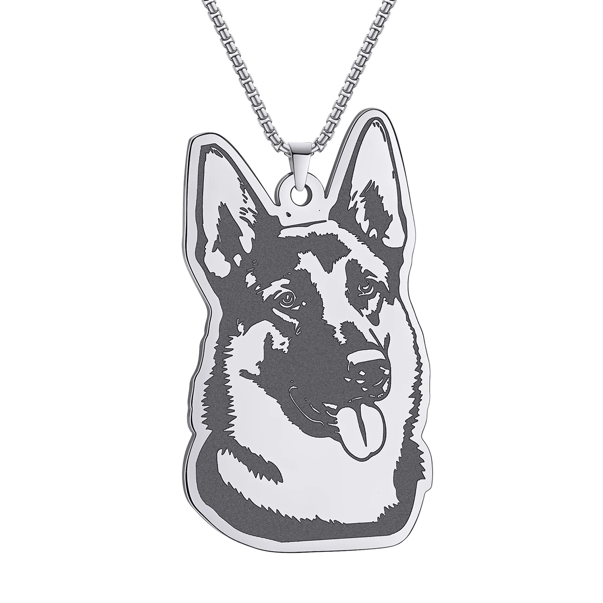 Chandler Stainless Steel Cartoon German Shepherd Necklace Pendant Simple Jewelry Animal Charm Birthday Party Chain Choker