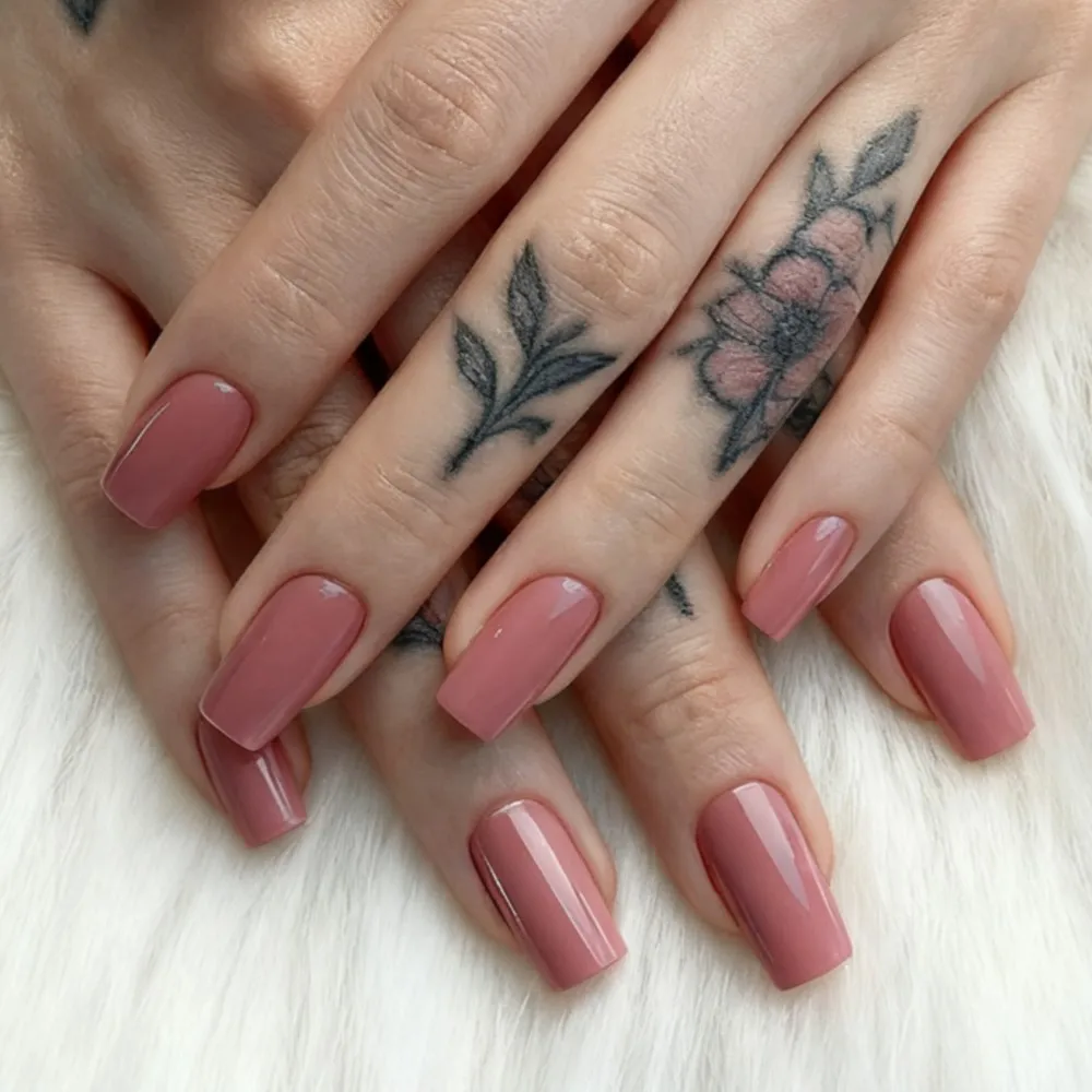 

48 шт. блестящие коричневые накладные ногти с клеем, акриловые накладные ногти для женщин, длинные квадратные формы, сделай сам, кончики пальцев, маникюрный инструмент