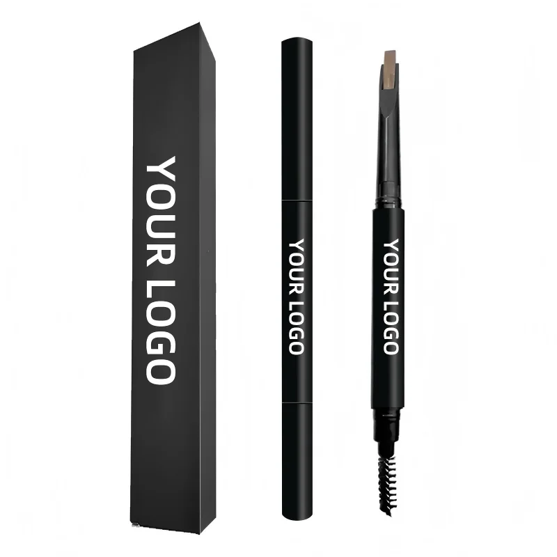 New Eyebrow Pencil Angled ​​Chisel-tip Waterproof Brown Vegan Double-Headed Private Label Brow Makeup Pen Wholesale 20pcs