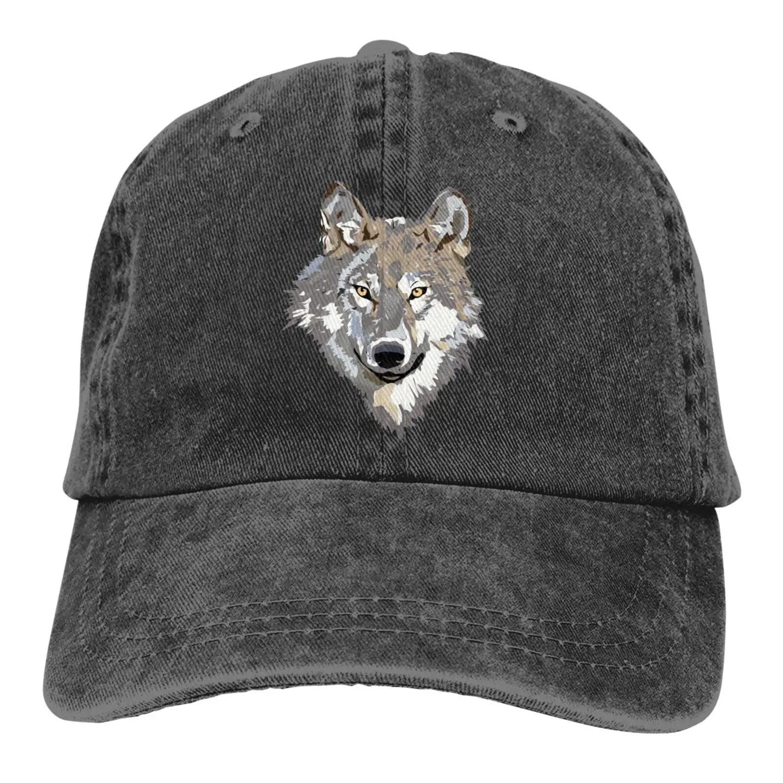 

Wolf Hats For Men Black Baseball Cap Women Vintage Adjustable Dad Hat Funny Trucker Hat Summer Washed Cotton Hat Daily Wear