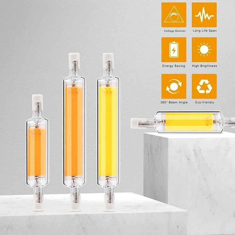 R7S LED COB Bulb Glass Tube 78MM 118MM High Power R7S Corn Lamp J78 J118 Replace Halogen Light AC 110V 220V 240V Lampadas