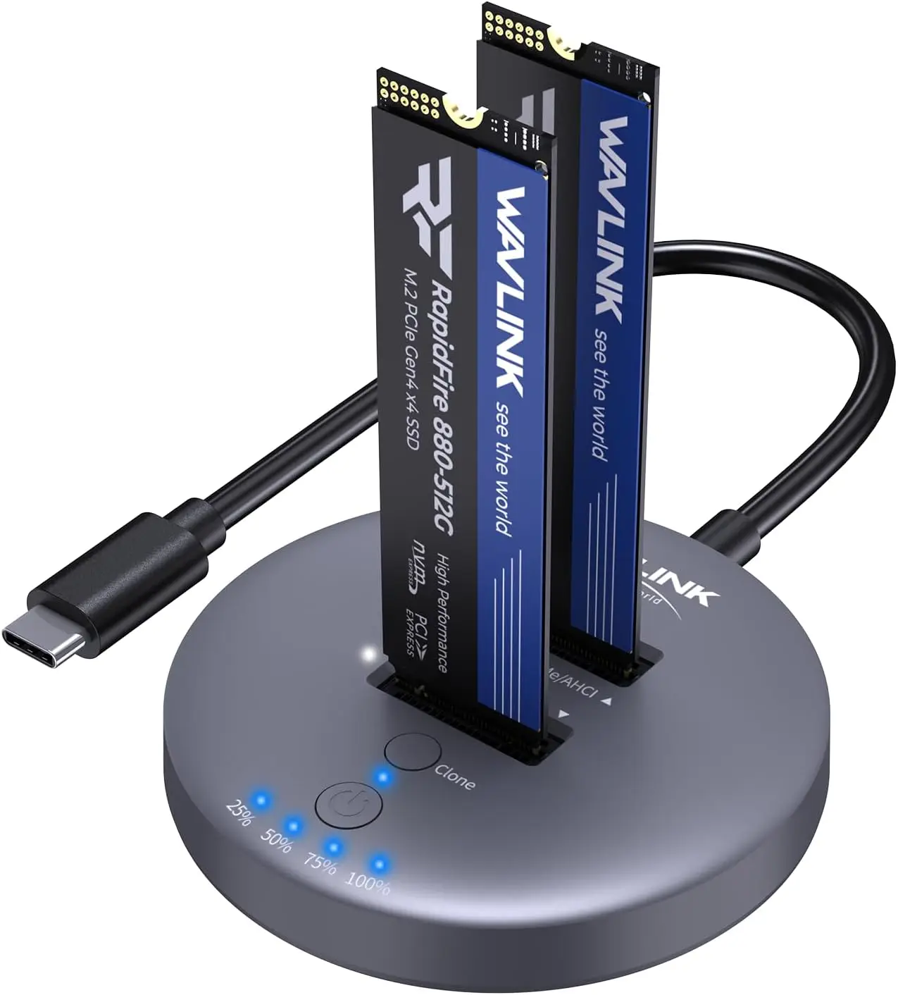 

M.2 NVMe SSD Cloner Dock, 10Gbps Dual-Bay Enclosure for Offline Clone, Supports UASP and M-Key/B-Key SSDs in Sizes 2230-22110