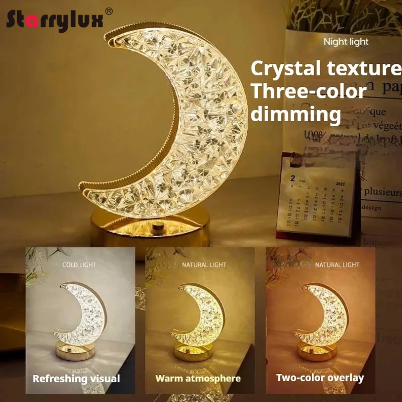 Crystal Moon Rechargeable Table Lamp Luxury Bedside Night Light Dimmable Modern Minimalist DecorWelcome to Starrylux lighting st