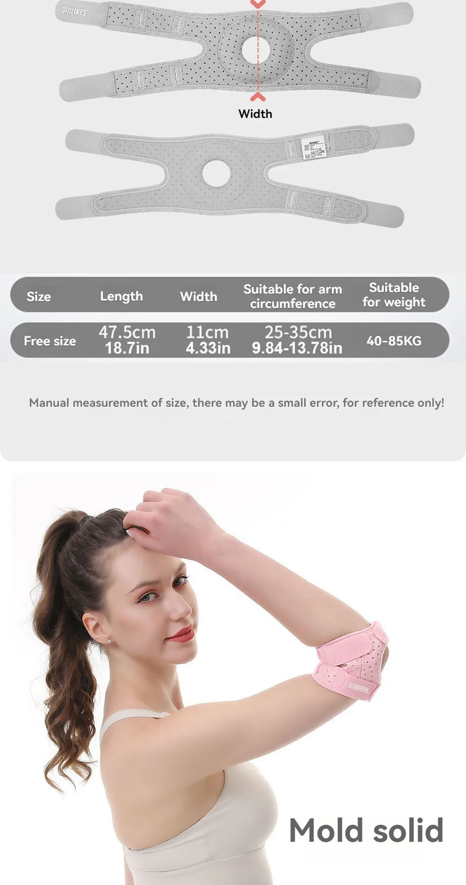 AOLIKES 1 Stück Ellenbogen-Kompressionsmanschette, Ellenbogenbandage für Tennis-Ellenbogen für Damen und Herren, Ellenbogenmanschette für Tennis, Golfer, Badminton – Detail 13