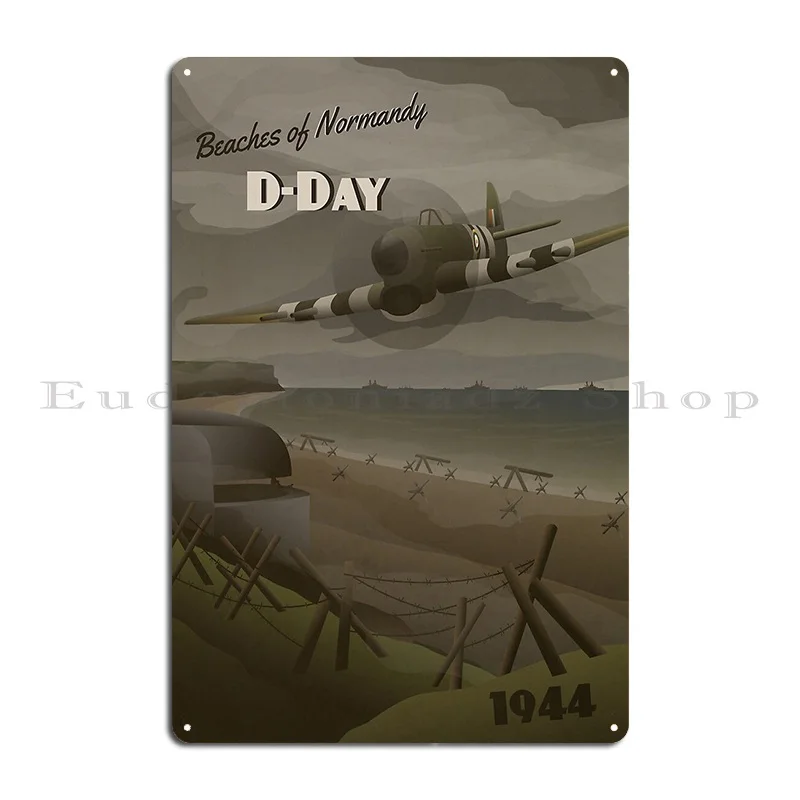 D Day 1944 Beaches Of Normandy Travel Poster Metal Sign Kitchen Vintage Club Party Wall Decor Character Tin Sign Poster