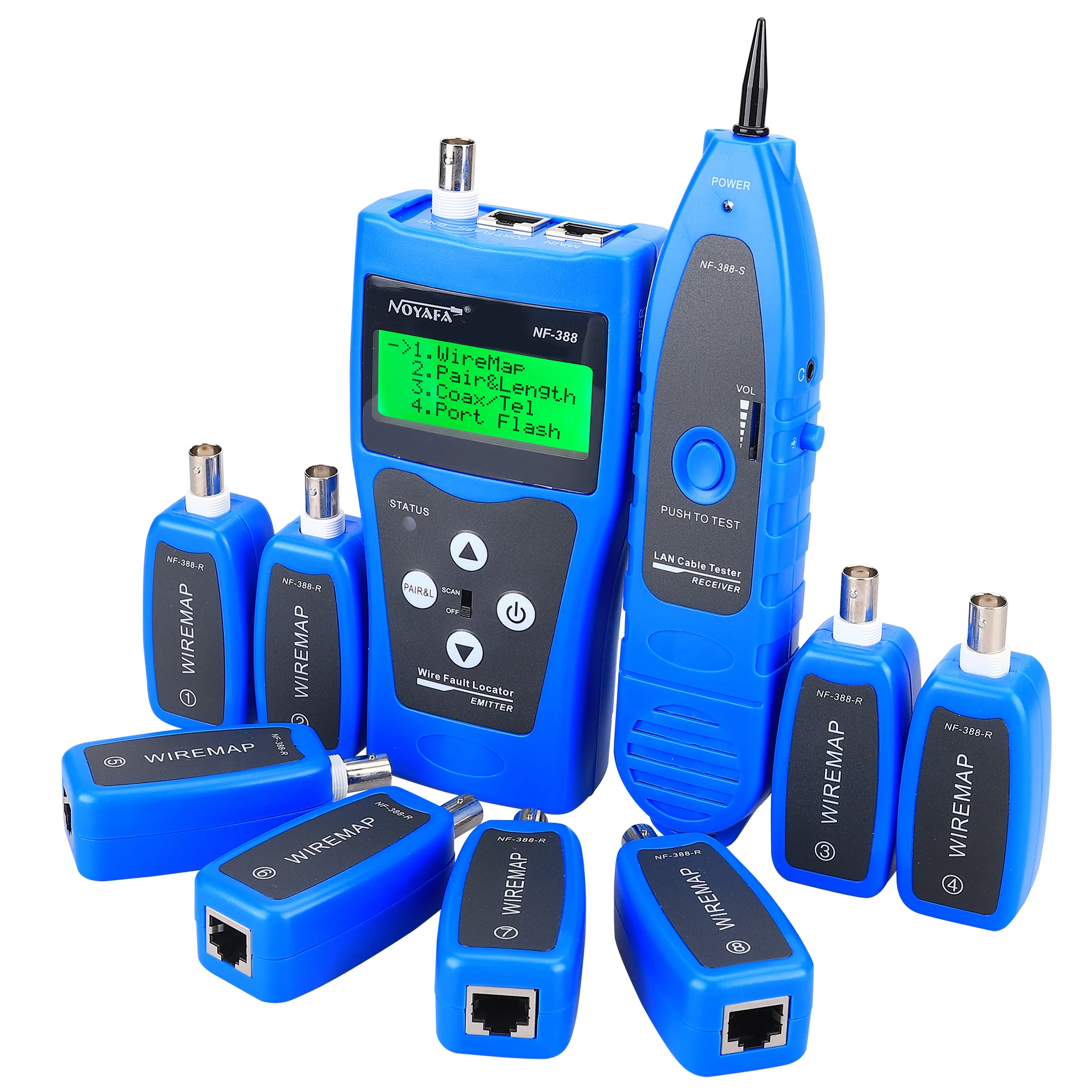 

NF-388 Multipurpose Network LAN Phone Cable Tester 8 far-end Test jacks hunt 5E 6E Wire Tracker Measure Cable Length