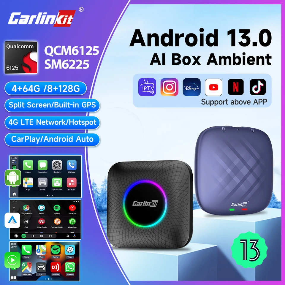 【美品】CarlinKit Android AI Box Ambient Carlinkit Ai Box Android 13 CarPlay Android Auto