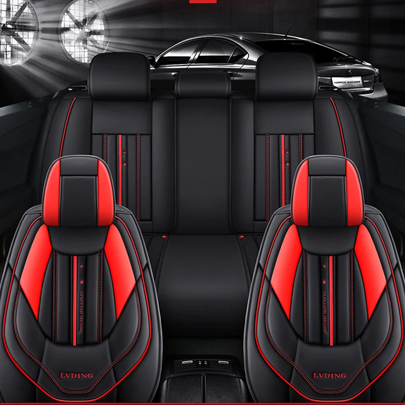 

5D Premium Sport Style Car Seat Cushion Solid Waist All-Inclusive-Leather Four Season Universal Seat Cover For BMW, Honda, KIA
