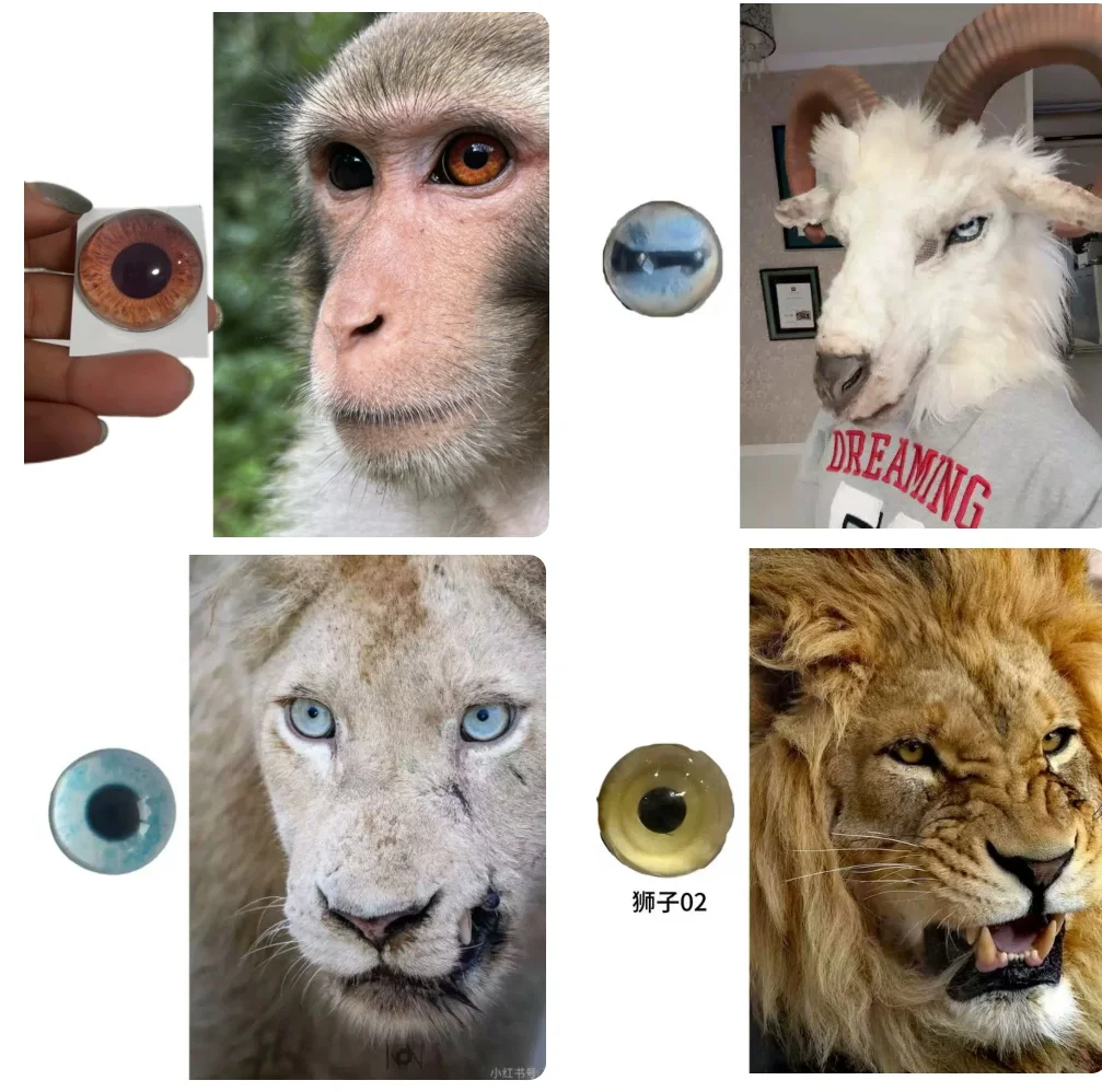 Ape Monkey White Sheep Glass Realistic Fursuit Eyes Round Pupil Simulation Eyes for Furry Fursuit Head  Animal DIY Accessories