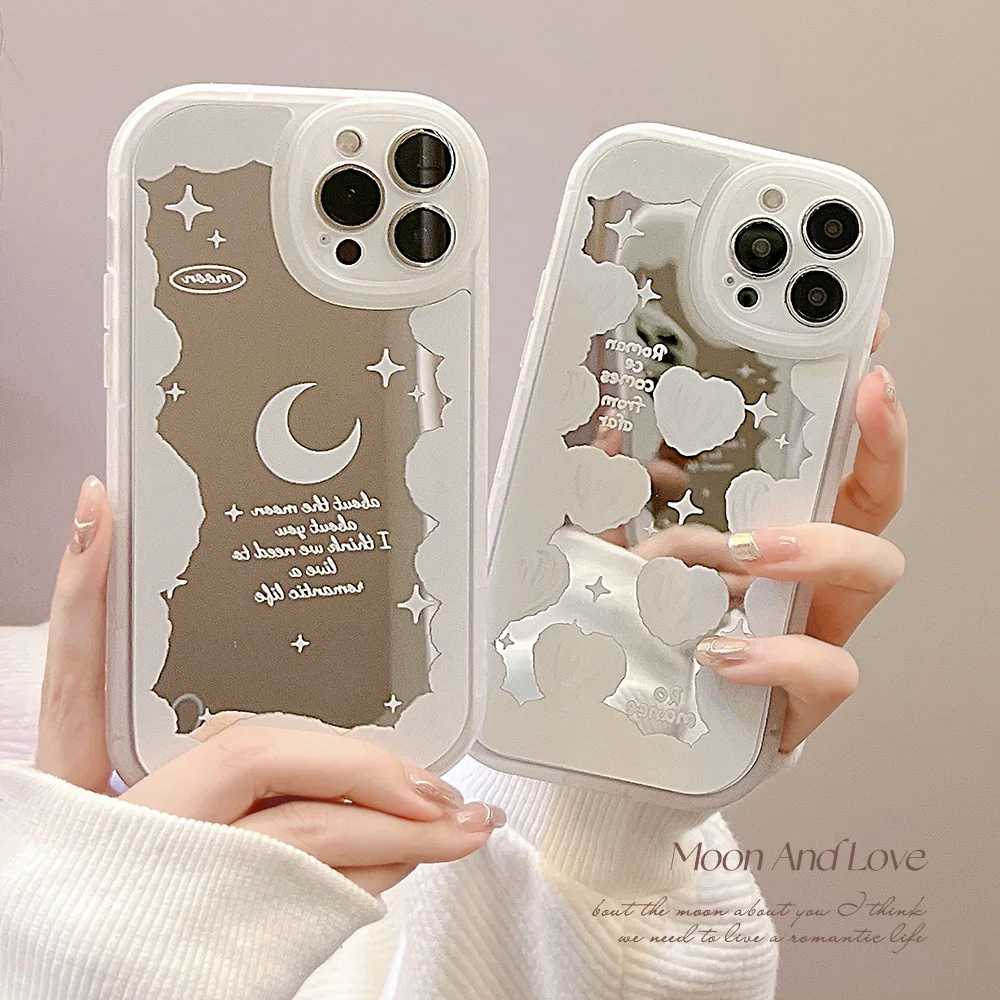 Ins Sternenhimmel Wolken Spiegel Handyhülle für iPhone 16 15 14 13 12 Mini 11 Pro Max XR XS X 7 8 Plus stoßfeste Schutzhülle