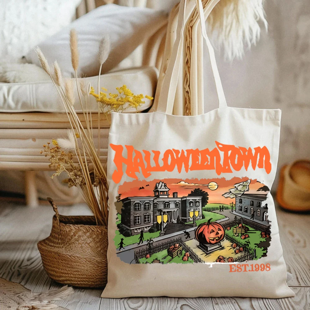 Halloweentown Est 1998 여성용 토트백, 레트로 할로윈 핸드백, 대학 토트백, 레트로 여성용 핸드백