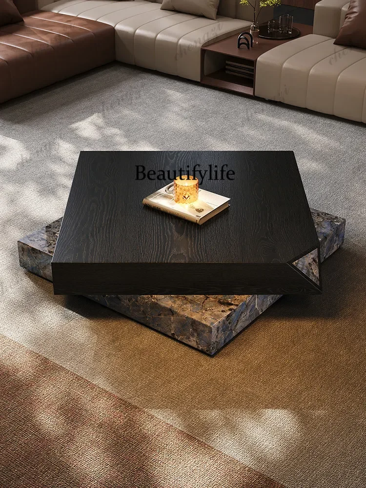 A55 Italian creative marble pattern coffee table light luxury high-end household coffee table combination