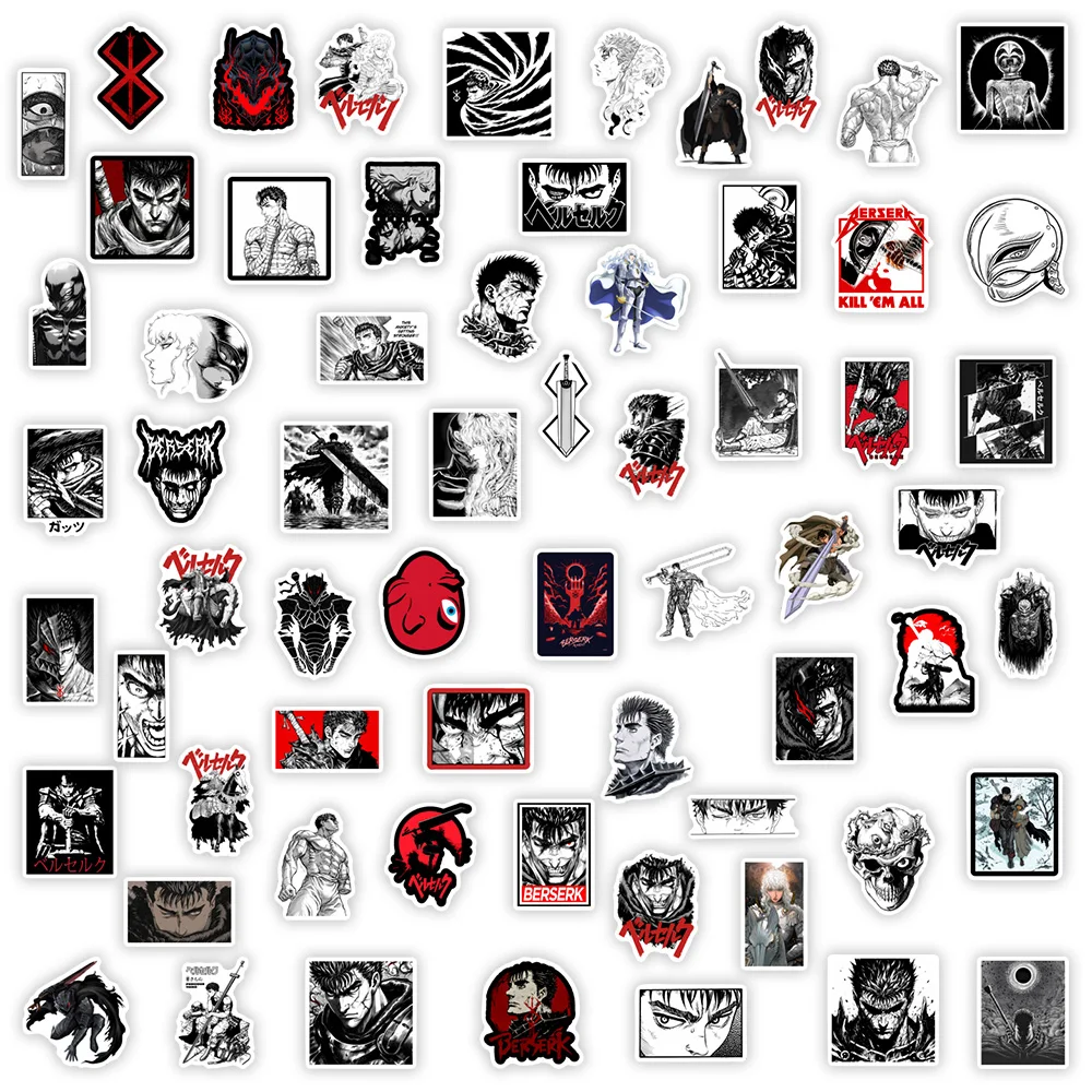 Comics Berserk Stickers Guts Anime Dark Fantasy DIY Gift Waterproof Decal for Laptop Phone Scrapbook Luggage Bottles Decorative