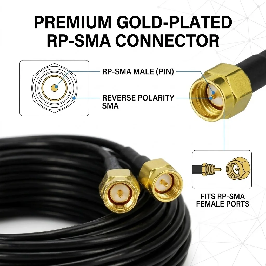 Superbat WiFi 6E Tri-Band 6GHz 5GHz 2.4GHz RP-SMA Magnet Mount Base Antenna for PC Desktop Computer Motherboard Wukong Game PC