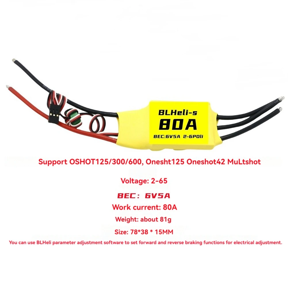 Popular BLHeli Brushless ESC 80A ESC 6V 5A 2-6S for RC FPV Fixed Wing Multirotor Drone DIY Parts A