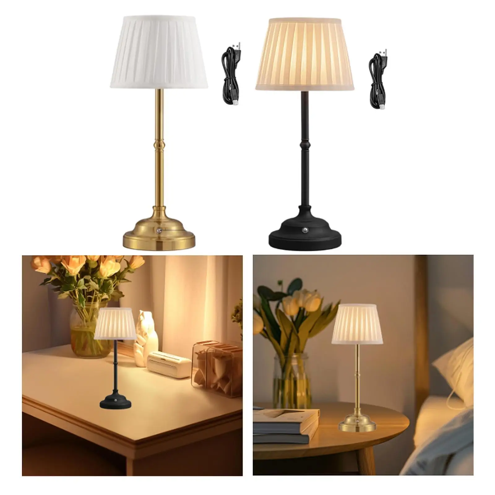 

Cordless Desk Lamp Bedroom Dimmable Light LED Table Lamp Rechargeable USB