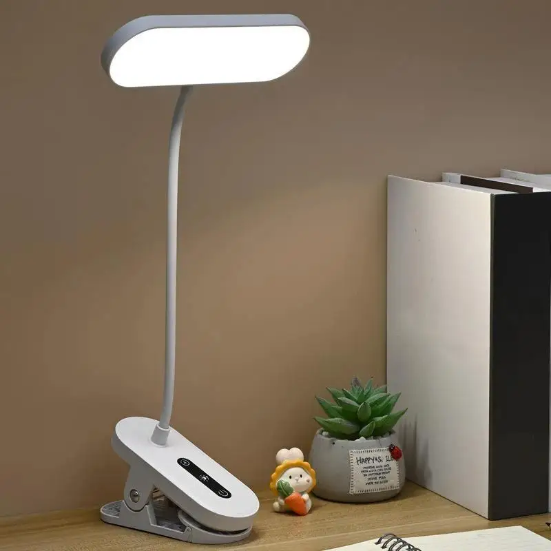 Rechargeable Clip On LED Desk Lamp Flexible Gooseneck Eye Caring Flicker Free For Study Home Office Dorm Reading Work