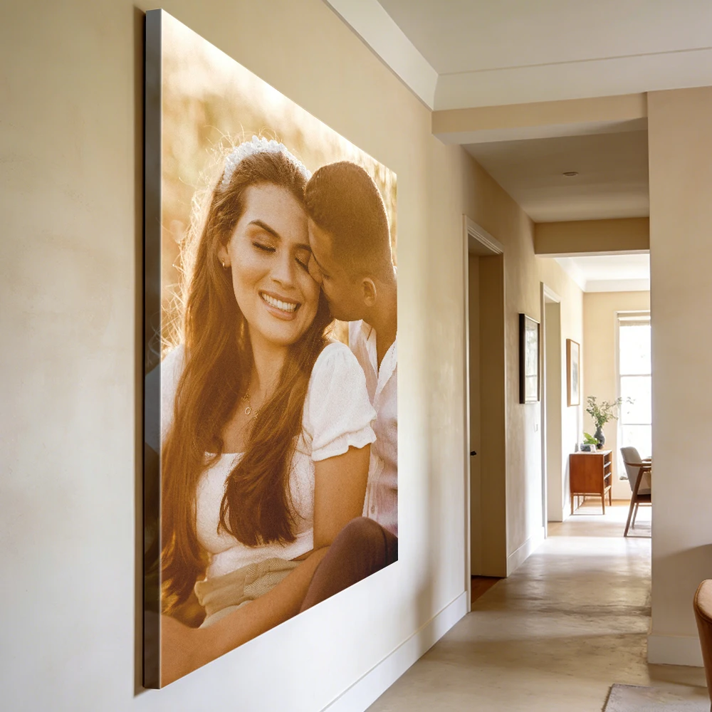 1 Pc Customized Photos on Canvas with DIY Wood Frame or Frameless Poster, Personalized Custom Photos for Your Lover, Custom Post gallery 4