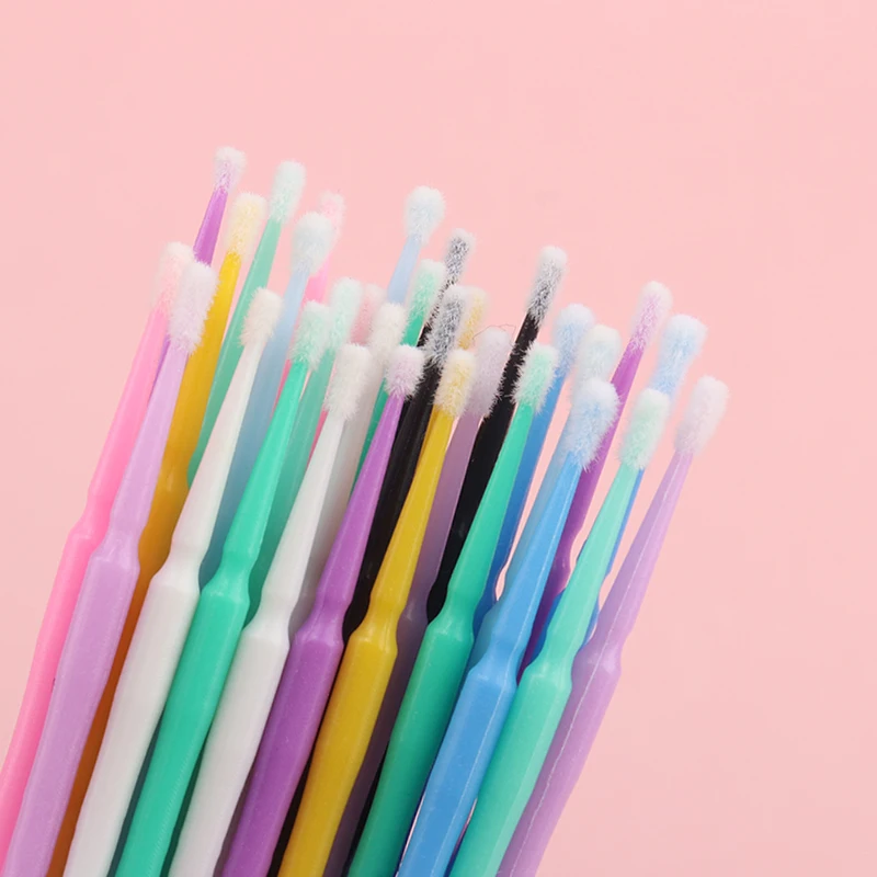 100 個まつげクリーニングブラシラッシュエクステンションマイクロ Bruhes 個別まつげマイクロブラシ美容メイククリーンリムーバーツール