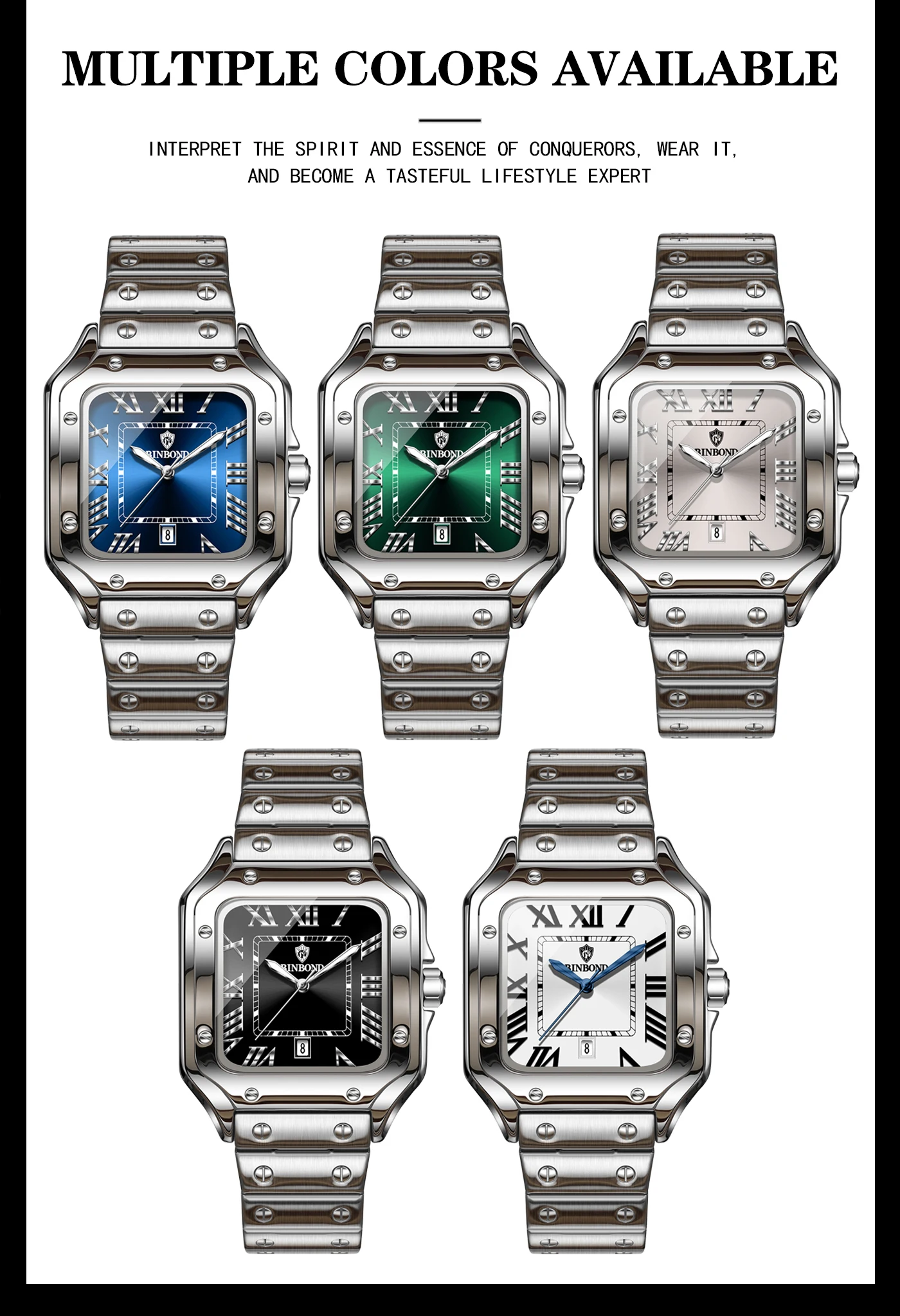 BINBOND Neue Original Herren-Quarzuhren Wasserdicht Leuchtend Automatisches Datum Langlebige Edelstahluhr für Männer Luxus Reloj – Detail 14