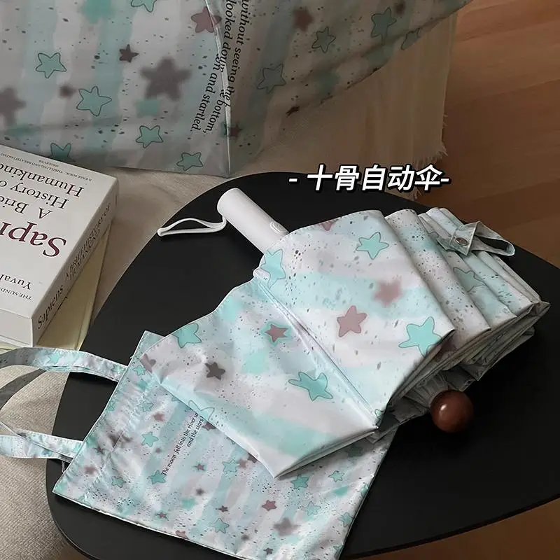 

Автоматический складной зонт с 10-костной рамой | Всепогодный УФ-солнцезащитный козырек | Ветрозащитный складной дизайн для женщин