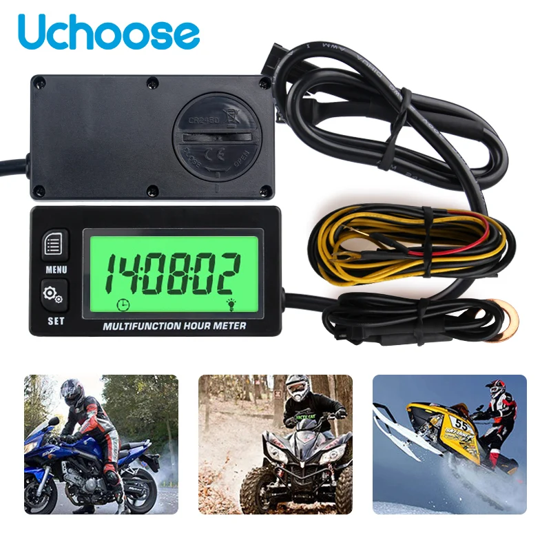 RL-HM028A Inductive Temperature TEMP METER Motorcycle ATV Marine Boat Thermometer Tachometer Max RPM Recall HOUR METER for UTV