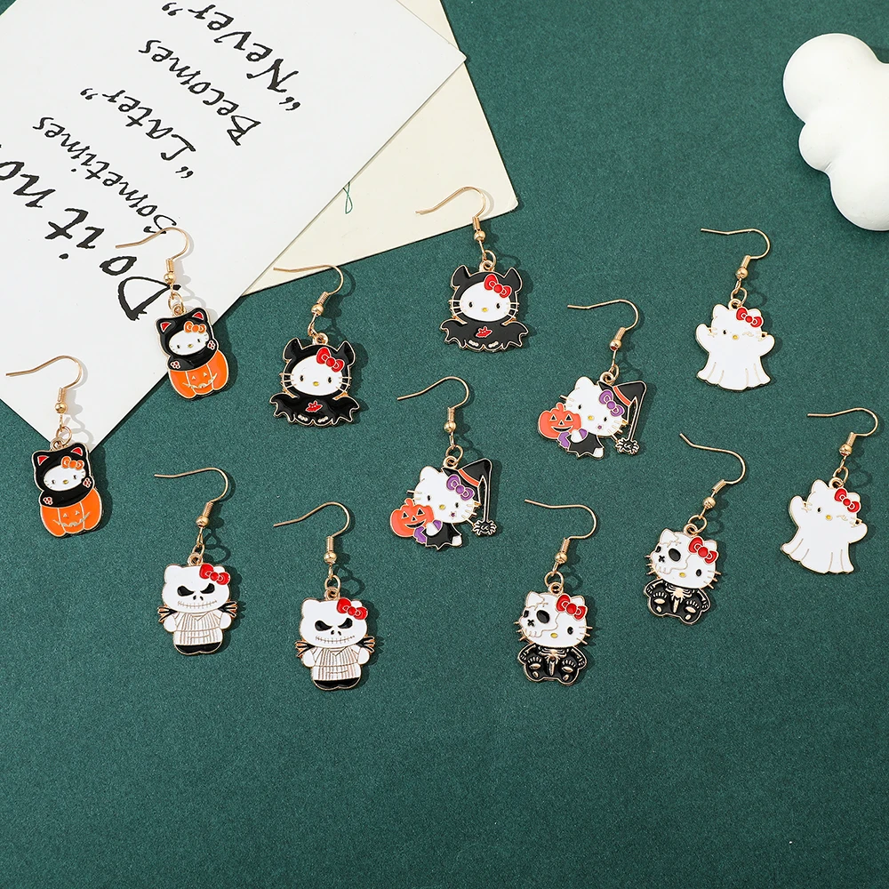 Sanrio Hello Kitty Christmas Earrings Fashion Ghost Hello Kitty Earrings Christmas Girls Jewelry Gift