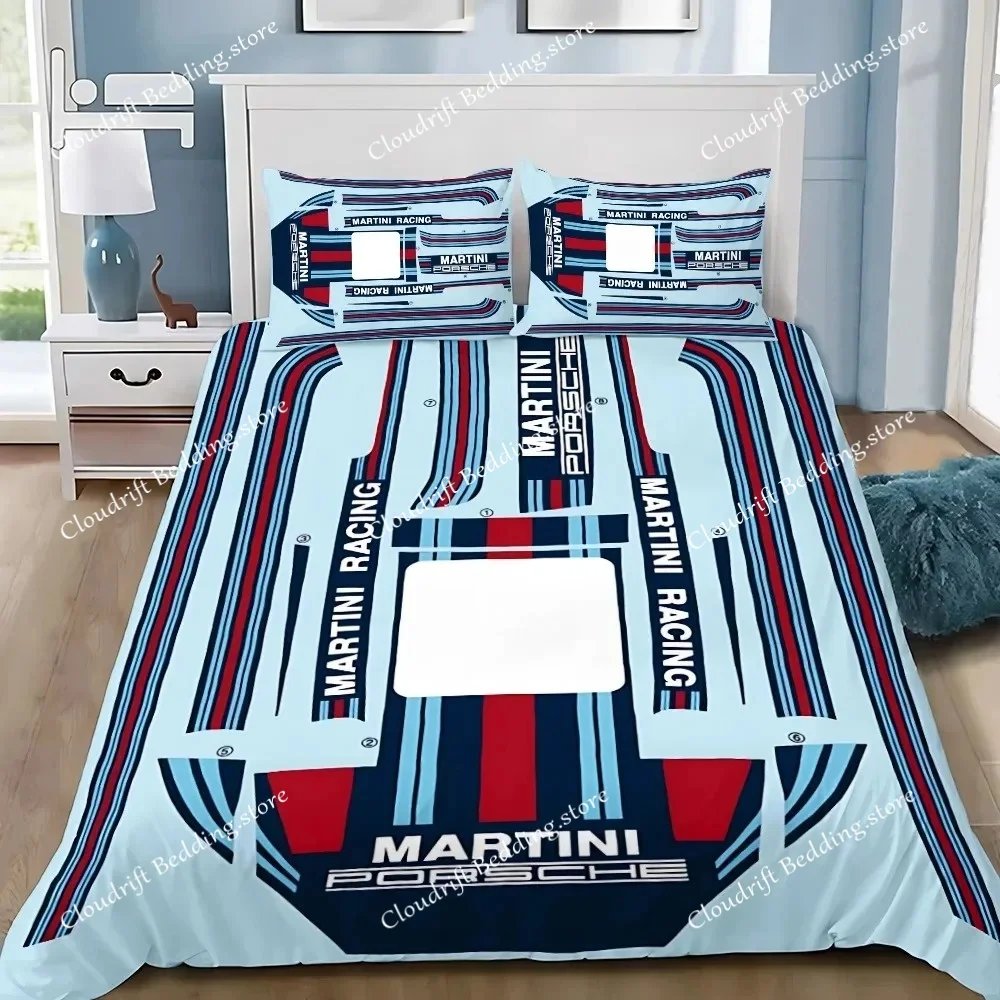Duvet Cover Pillowcase Bedding Set 41-Racing M-Martinis Stripe Adult Boy Girl Bedroom Decoration Children Single Double Size