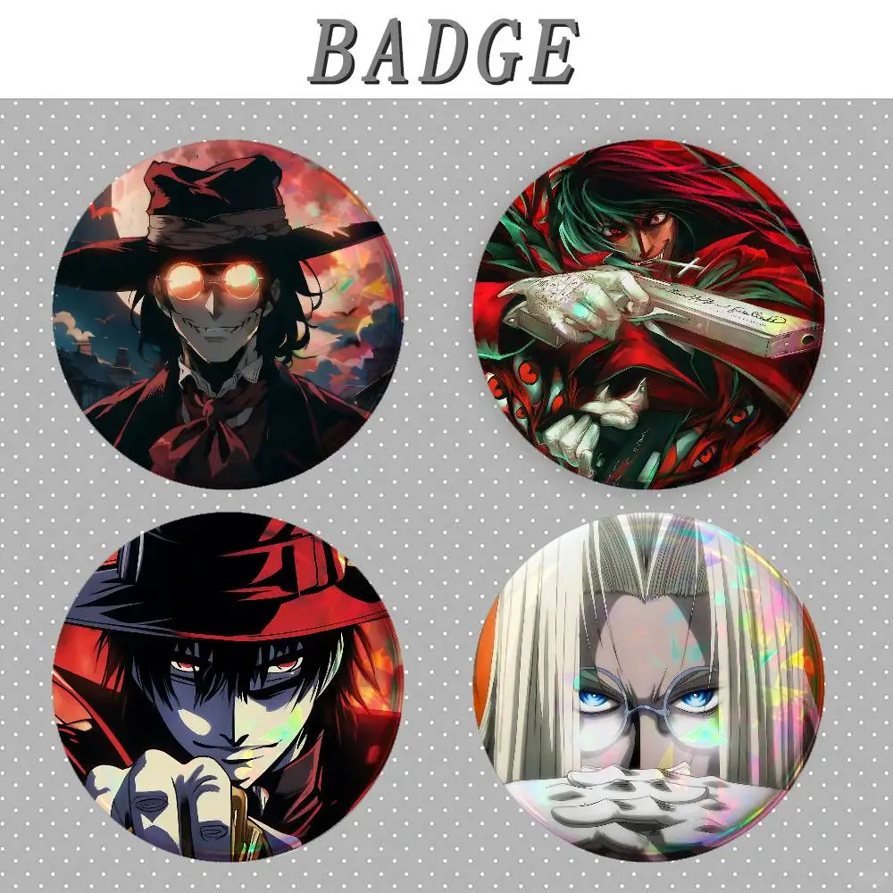 H-Hellsing Ultimate Badges Tinplate Soft Button Pin Brooch Metal Badge Custom Jewelry Accessories Hat Bag Lapel