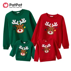 PatPat Christmas Deer Embroidered Long-sleeve Family Matching Sweatshirts