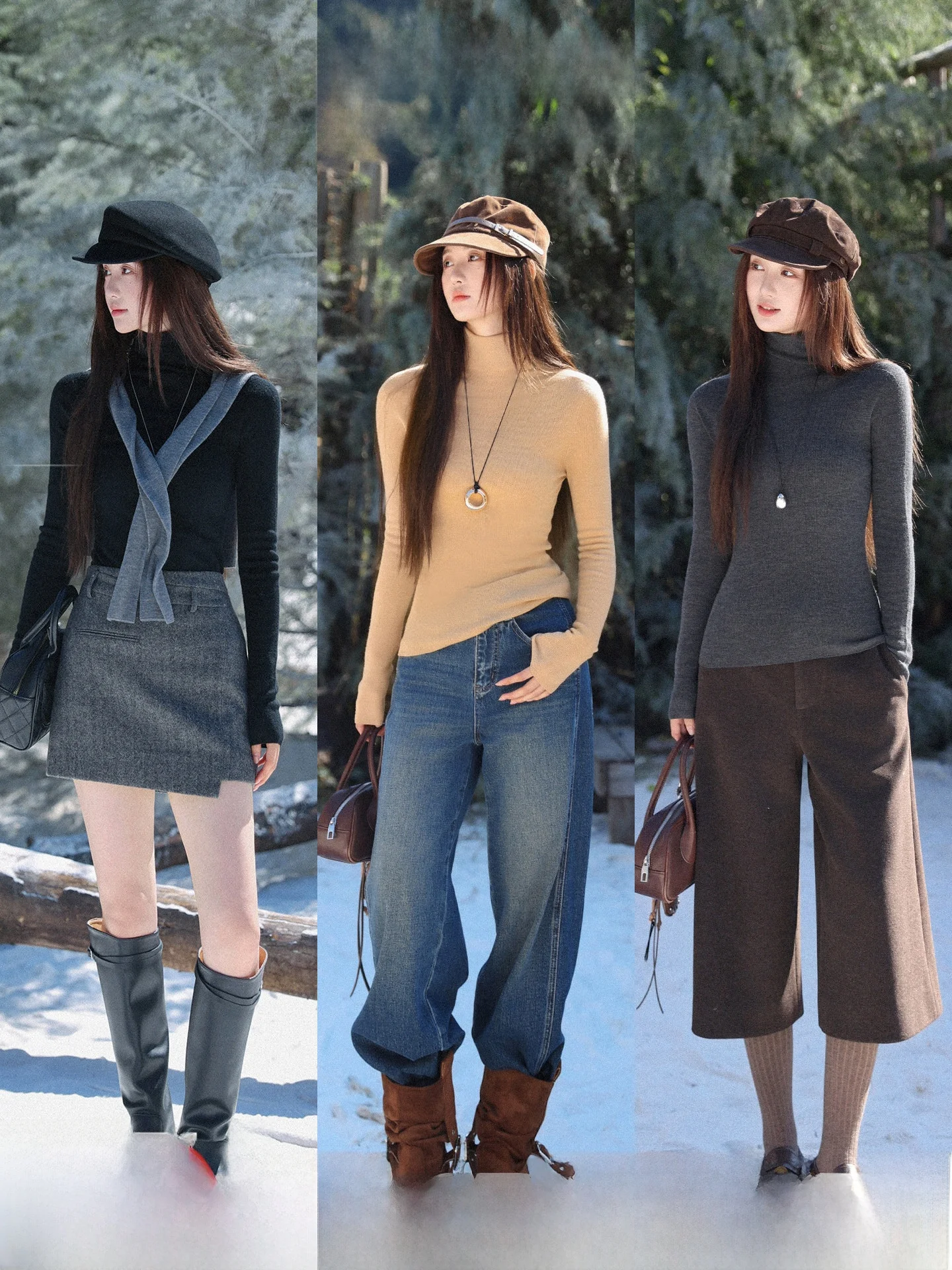 

High Ne Sl One-Piece Knitted Base irt Women's Simple Pure Color Warm Inner Wear Autumn Winter New Sle by Plum Is ...