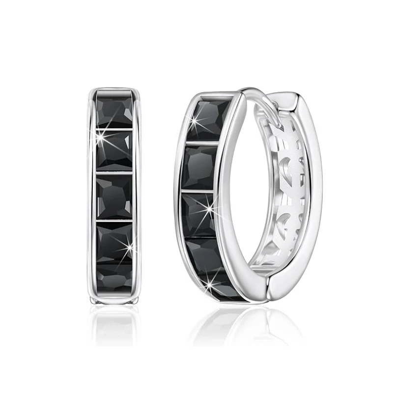 Czarny Awn klasyczny srebrny kolor okrągły czarny modny Spinel kolczyki zaręczynowe dla kobiet biżuteria Bijoux I298