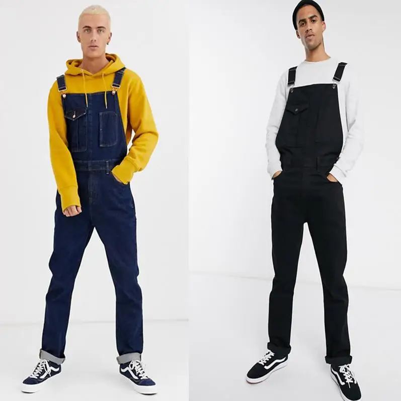 

Men's Denim Strap Pants Jeans mid Waist Multi ket Casual Comfortable Non Deformable Briti Sle Summer Faion