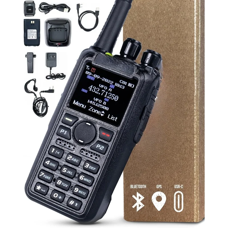 DMR-6X2 PRO DMR & Analog Two-Way Radio (Bluetooth + GPS) USB-C Battery – 7W VHF/UHF (136-174MHz & 400-480MHz)