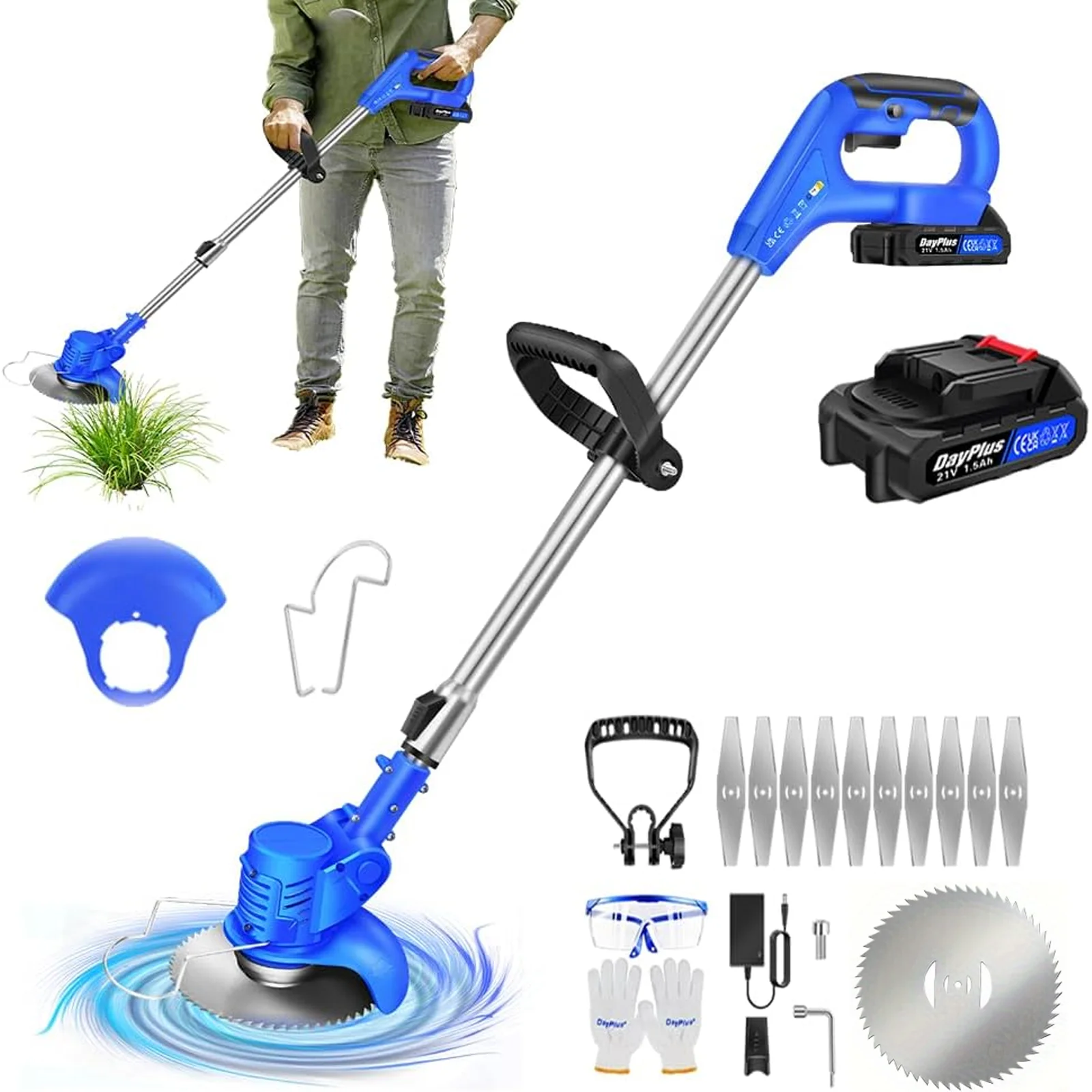 21V-Akku-Rasenmäher kabelloser Kantenschneider elektrisches Gartengerät von Makita mit zwei Akkus, geeignet für Rasen und Garten