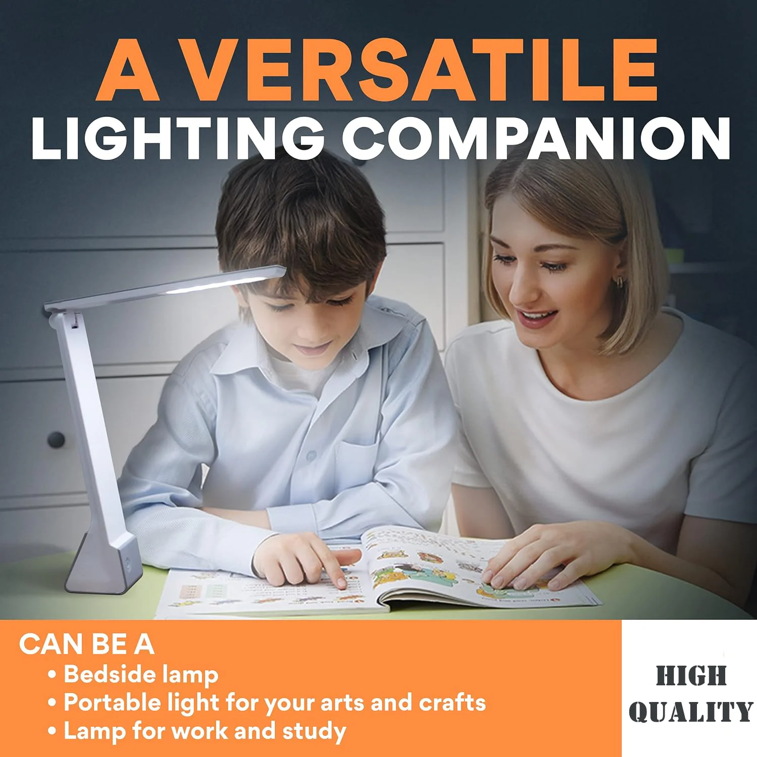 Minimalist Office Light - Rechargeable Table Lamp With Bed, Study And Work Light Modes - Portable Lamp For Home, Travel Lighting