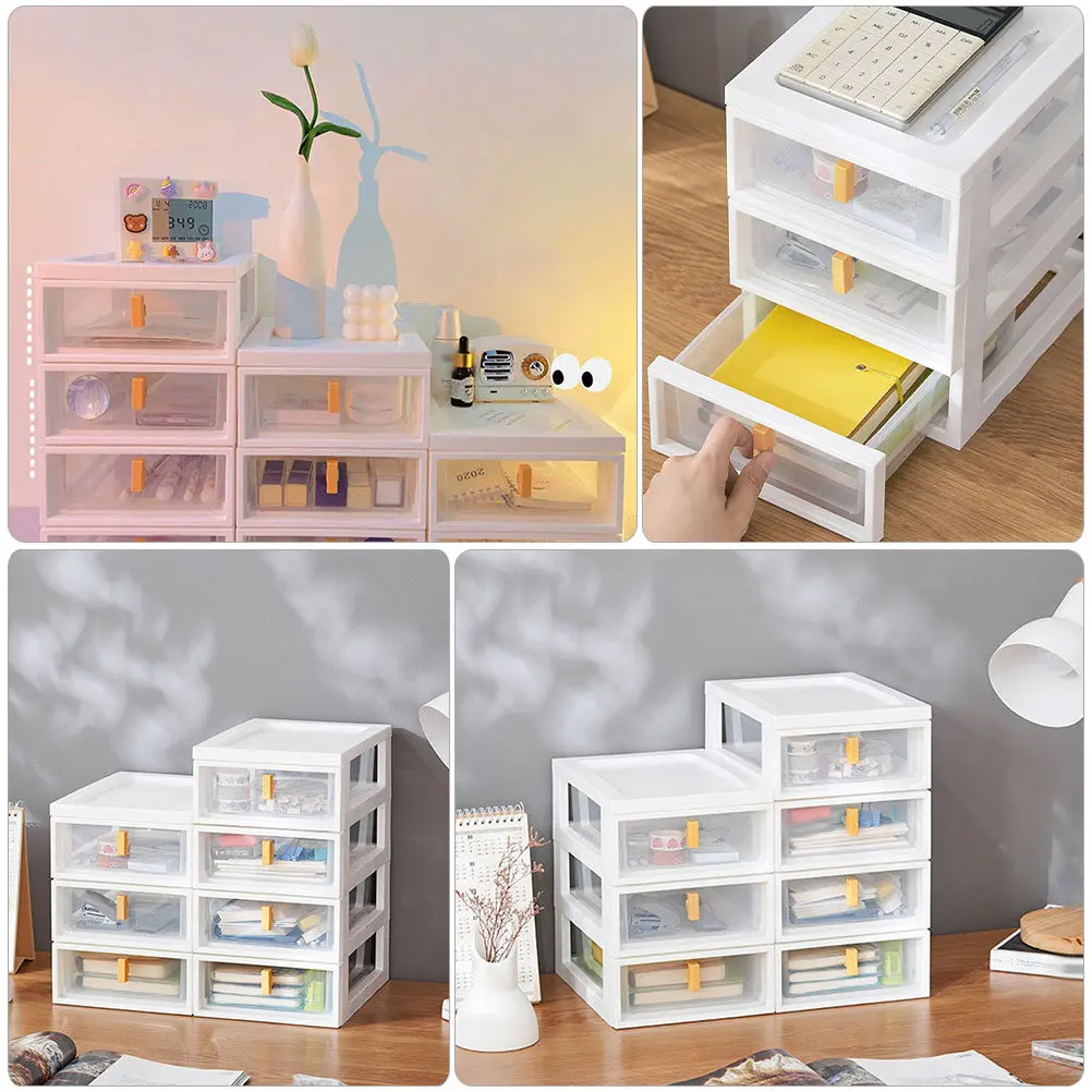 Desktop Drawer Box Plastic Organizer Multi-Layer Storage Case Large Capacity Pen Ruler Container Stationery Storage