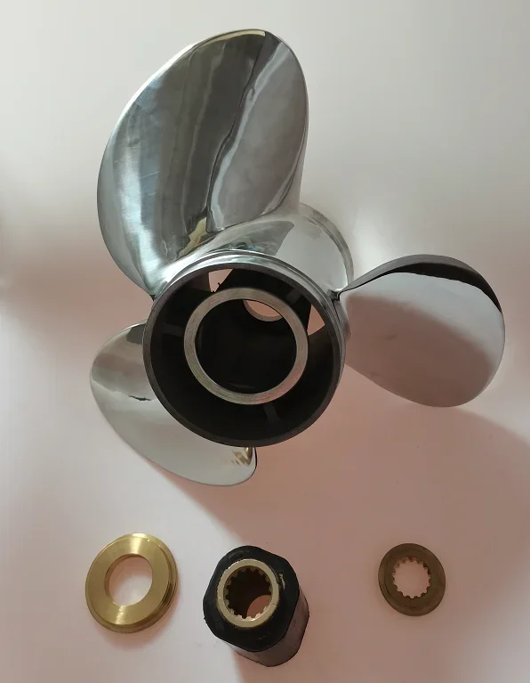 3 Blade 14X19 R/L Boat MARINE PROPELLER  Stainless Steel Interchangeable Propeller  OUTBOARD PROPELLER