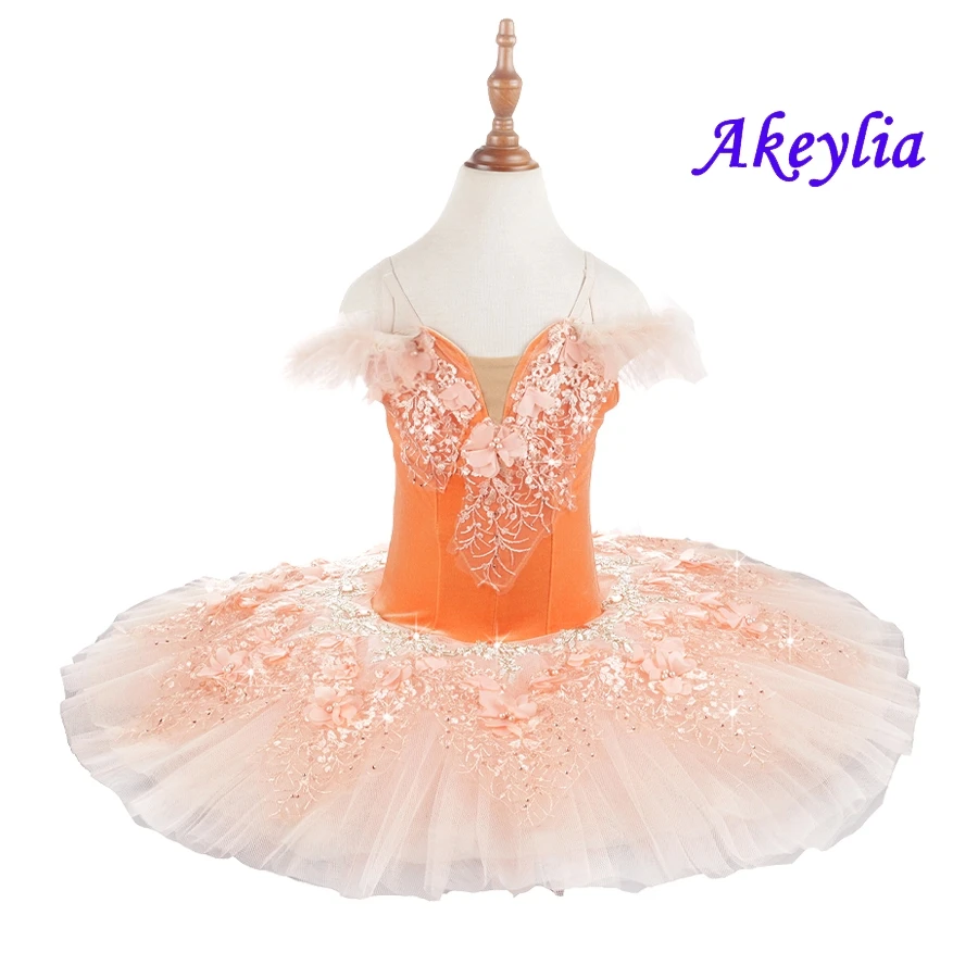 Orange Ballet tutu child nutcracker Pre-Professional ballet tutus yellow girl Classical tutu pancake ballet dress green 20025