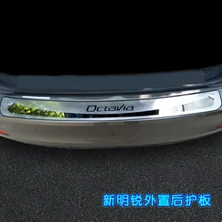 Car styling For Skoda Octavia 2014 -2018 A7 Stainless Steel Rear Trunk Bumper Protector Rear Scuff Plate Rear Door Sill