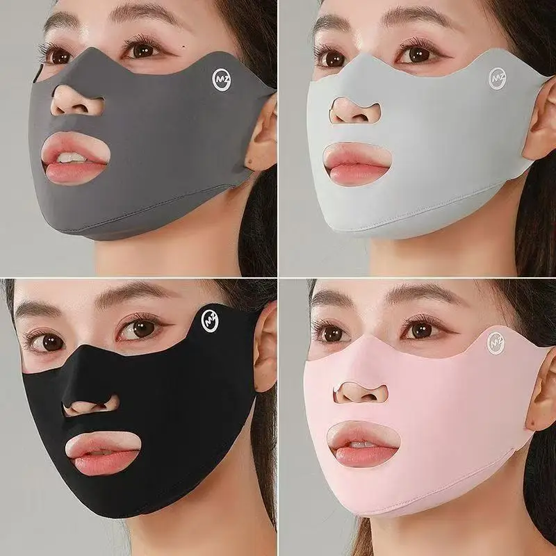 UPF50+ 아이스 실크 통기성 페이스 마스크 세탁 가능 방진 자외선 차단 라이딩 마스크 UV 차단 눈꼬리 보호 썸네일 2