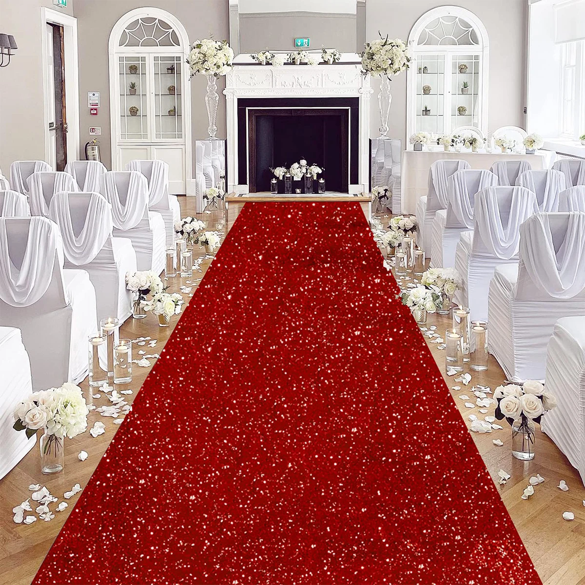 Red Non-Woven Glitter Carpet Runway Sparkling Wedding Birthday Cristmas Thanksgiving Outdoor Accessories Banquet Corridor Carpet