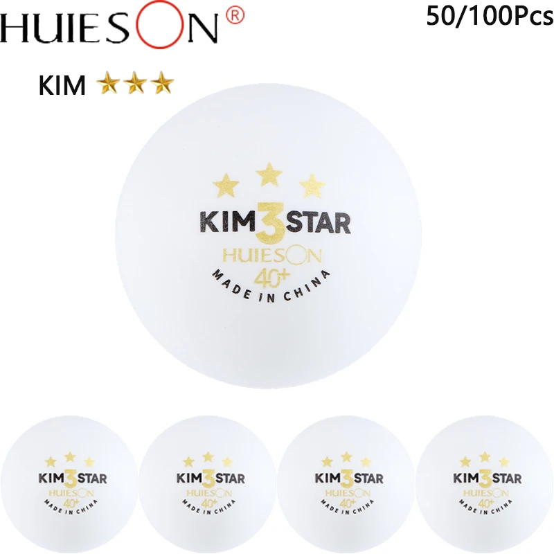 KIM 50/100PCS 3 Stars HUISEON Table Tennis Balls Seamed ABS40+ Durable Ping-pong for Professional Competition Training Ball 김 삼성